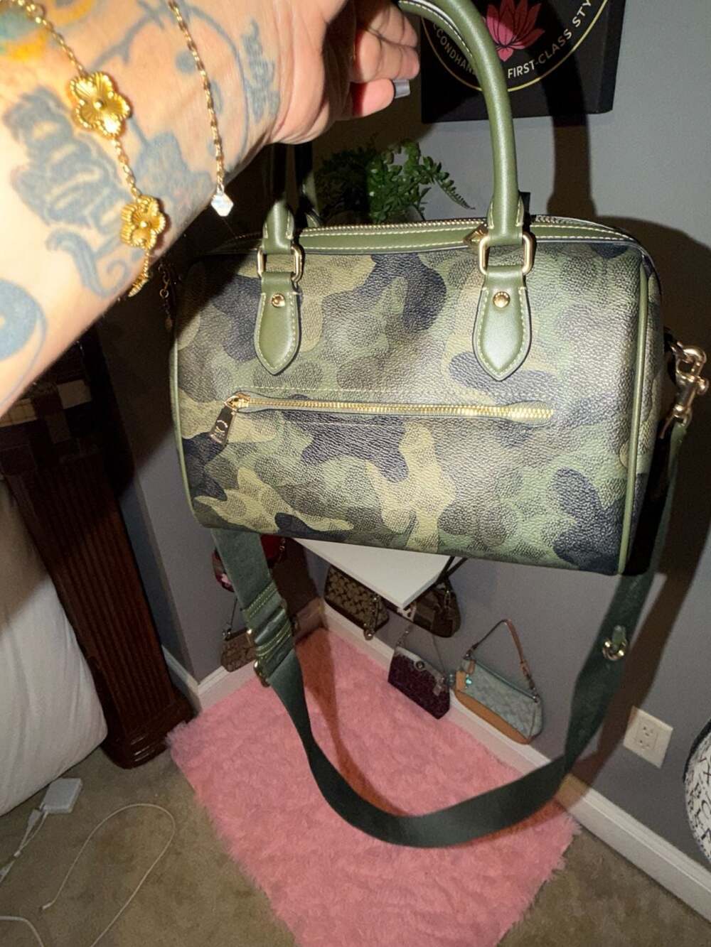 Coach Rowan Satchel and Matching Wallet Set in Camo Print - Picture 4 of 7